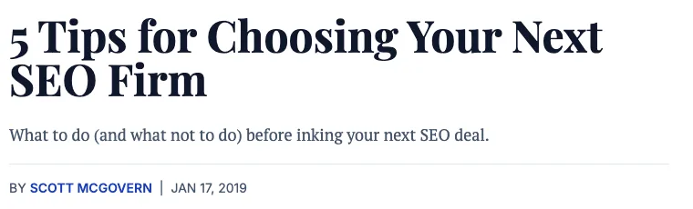 Entrepreneur article: 5 Tips for Choosing Your Next SEO Firm, by Scott McGovern
